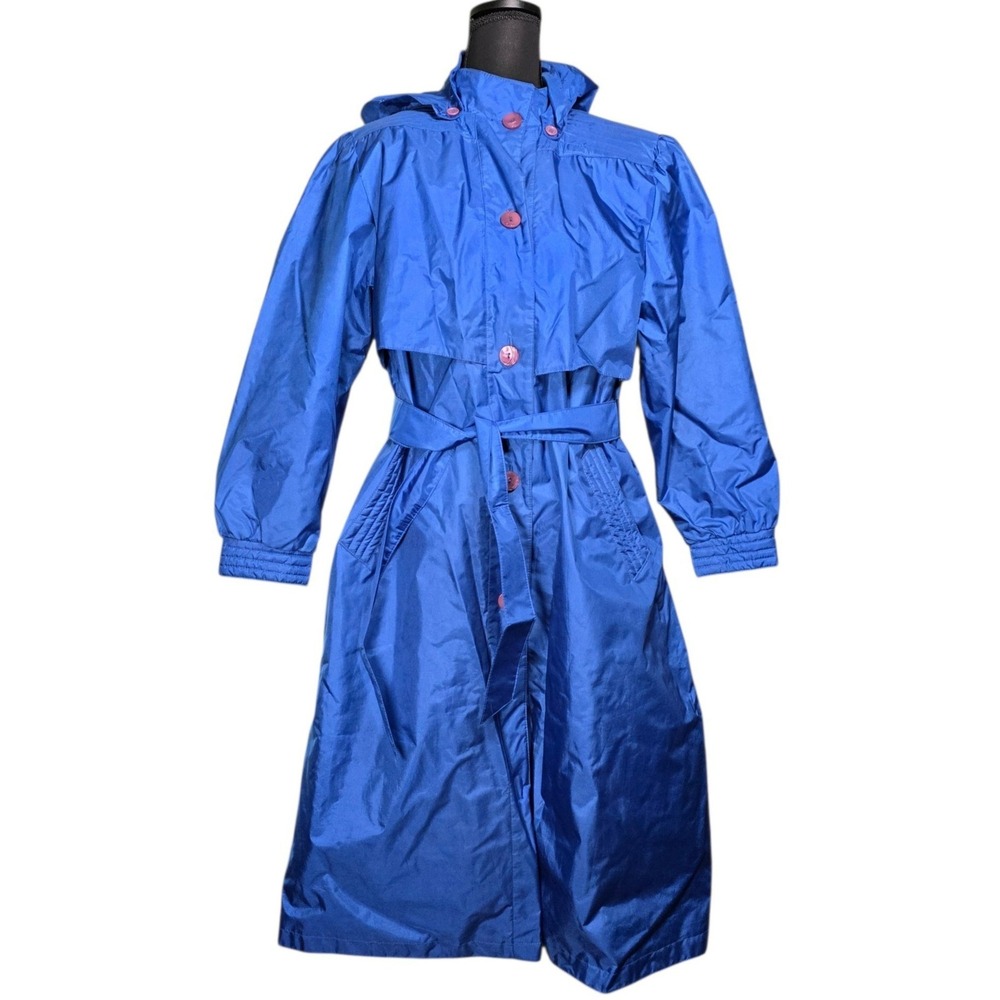 Chiango by Fleet Street Vintage Blue Trench Coat Raincoat Removable Liner 10
